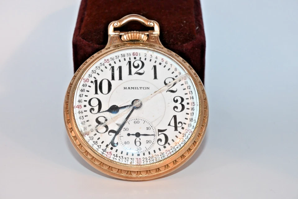 Hamilton 992E 1940 runs great, face and hands are excellent. With chain - Image 3 of 4