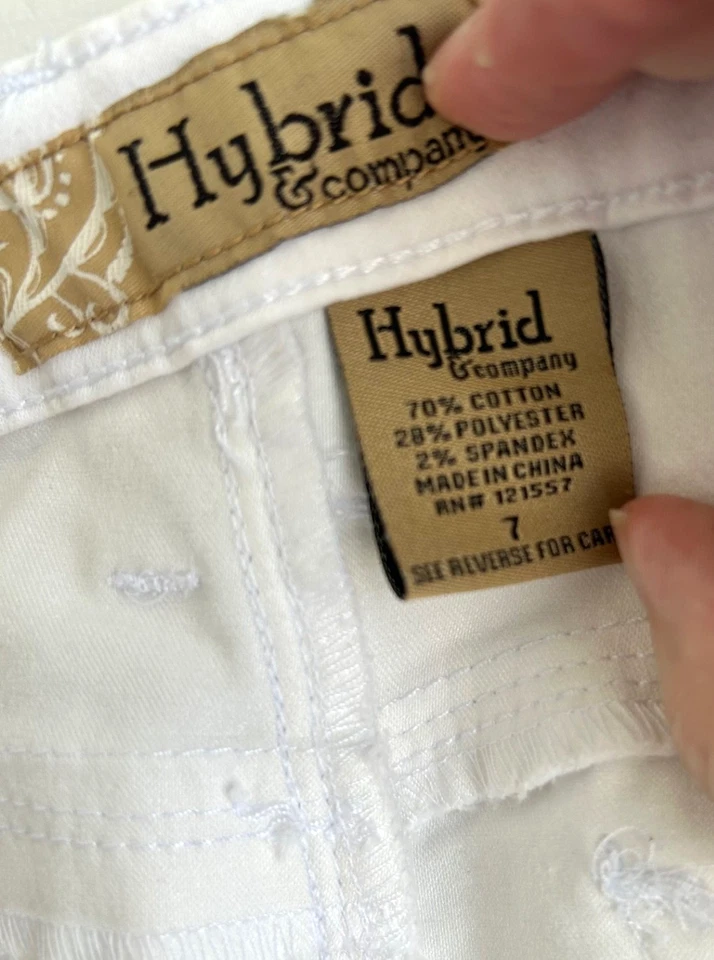 Pantalones Cortos Hybrid & Company Juniors 7 Bermudas Y2K Retro Elastizados Blanco Denim Foto 2 de 4