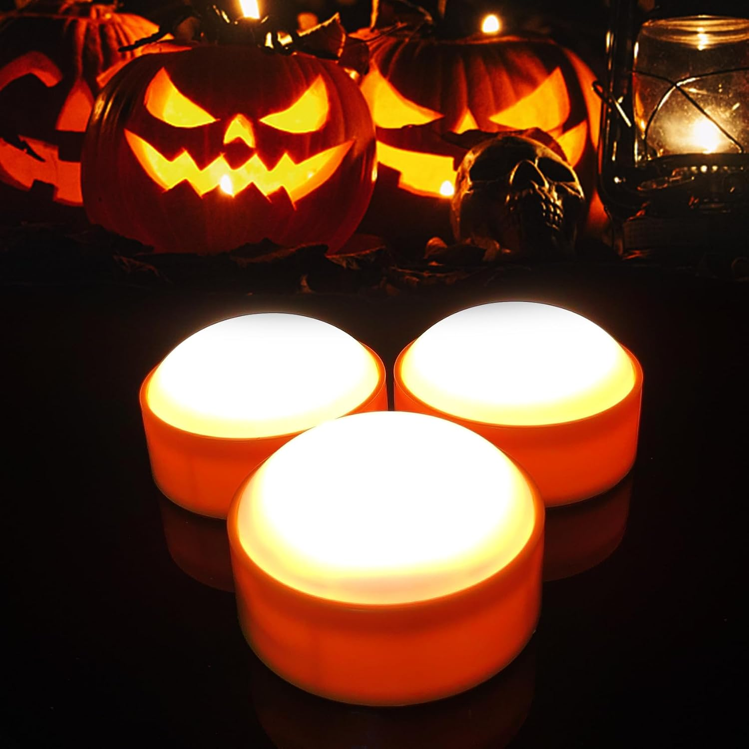 3 Pack Halloween Pumpkin Lights with Remote/Timer Led Battery Operated Candles O