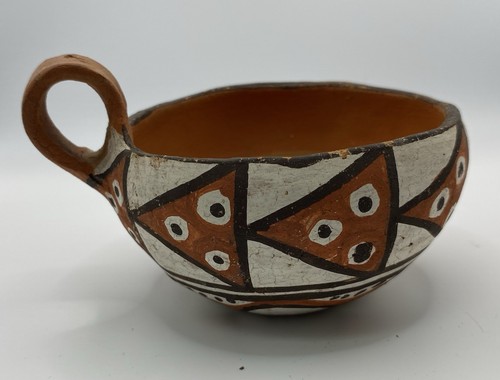 Antique Native American Isleta Pueblo Pottery Friendship Bowl Cup Early 1900s