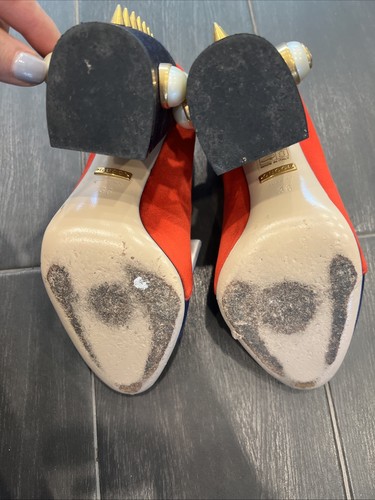 GUCCI Silk Satin Pearl Studded Block Heel Luna Bow Pumps Size 36 - Foto 9 di 11