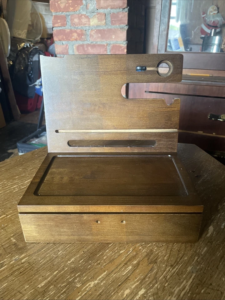 Estación de Acoplamiento de Teléfono de Madera con Soporte de Reloj Mesita de Noche Organizador Foto 4 de 4