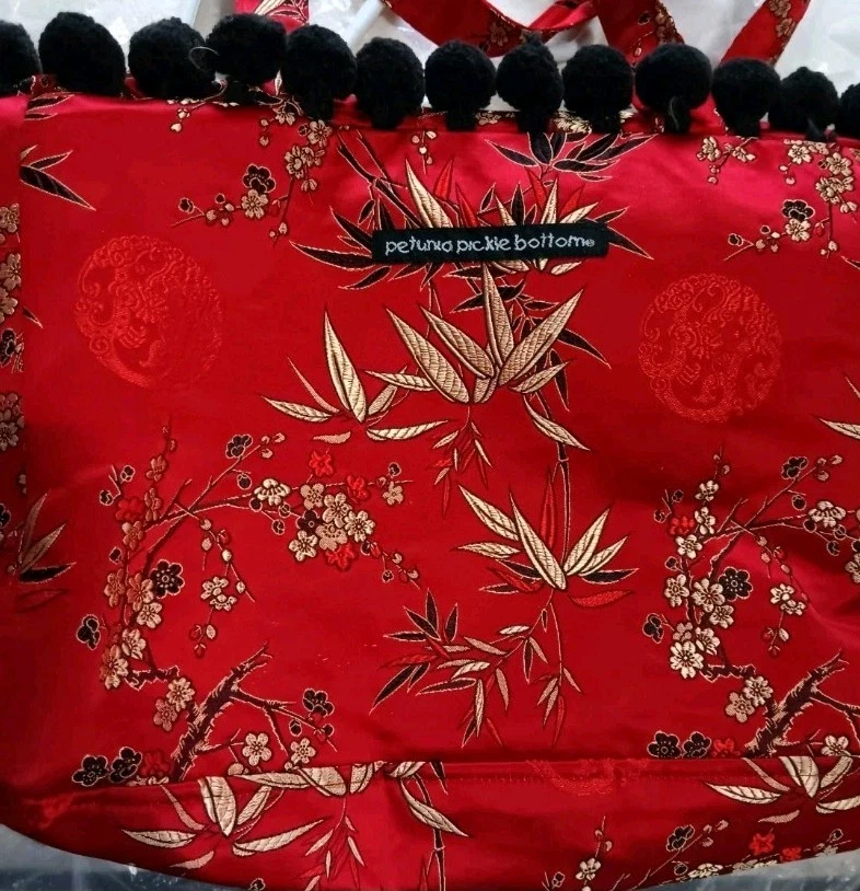 Bolso de Pañales Petunia Peckle Bottom Nuevo con Etiquetas Satén Asiático Floral Oriental Centro de la Ciudad Foto 4 de 4