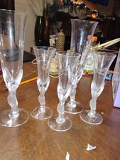 6 Faberge Crystal Dove Flute Glasses