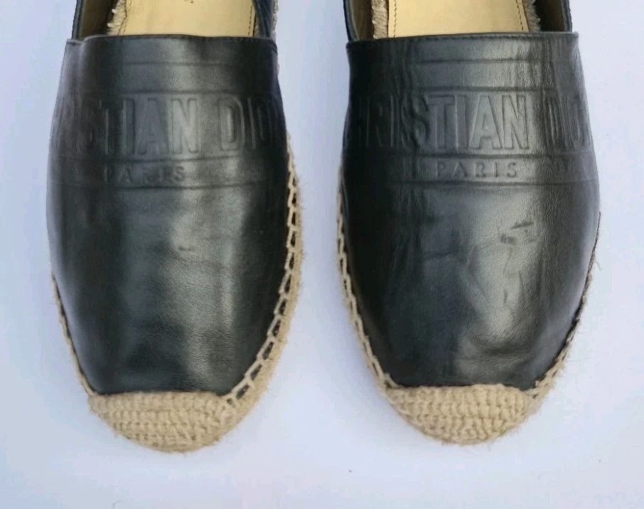 Alpargatas Dior Granville couro de cordeiro preto tamanho UE 38 / EUA 8 - Imagem 3 de 4