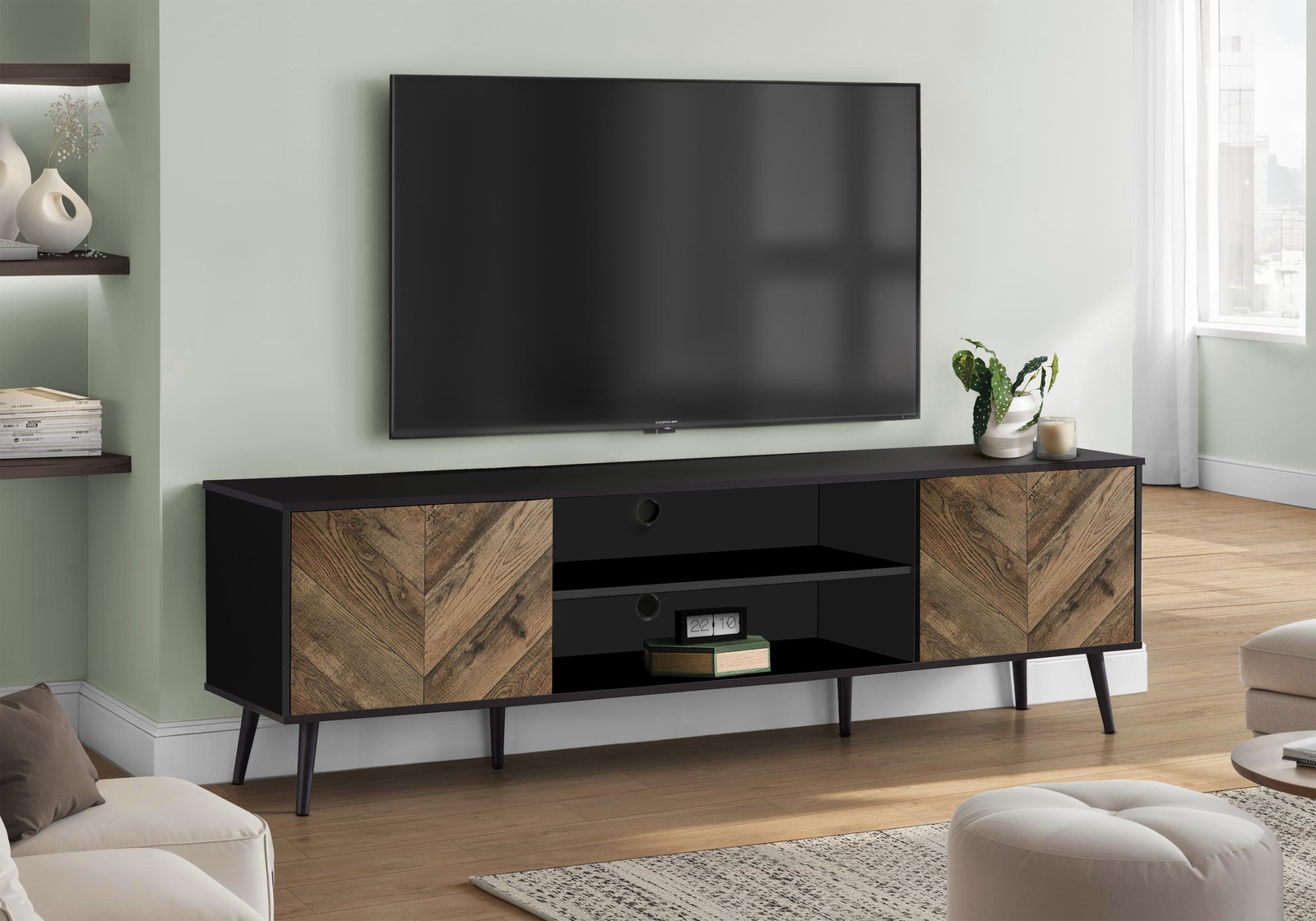 TV Stand, 72 Inch, Console, Media Entertainment Center, Storage Cabinet
