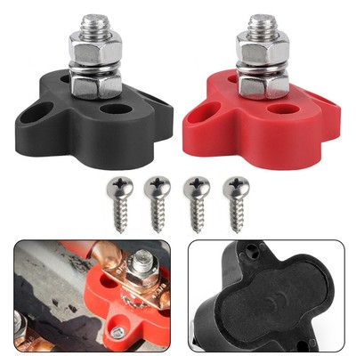 8 mm 2 Stück Reihenklemme Abzweigleiste rot & schwarz Edelstahl