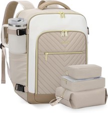 LOVEVOOK Large Travel Backpack for Women, 40L-4Pcs, Khaki - Beige - Abricot