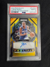 Tyrese Maxey Prizm Black Auto Gold 10/10 Bookend PSA 10 POP 2
