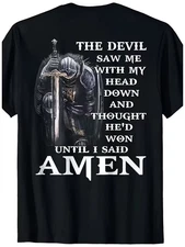 Men's Christian Faith T-Shirt - Religious Knight Armor Graphic Tee -size X-Large