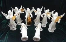 8 Dresden Angel White Gold Accent Porcelain Figurines Crown D Germany Rare Xclnt