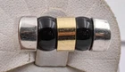Vintage ST Gold Plate on Sterling Silver Onyx bead designer unisex band ring sz7