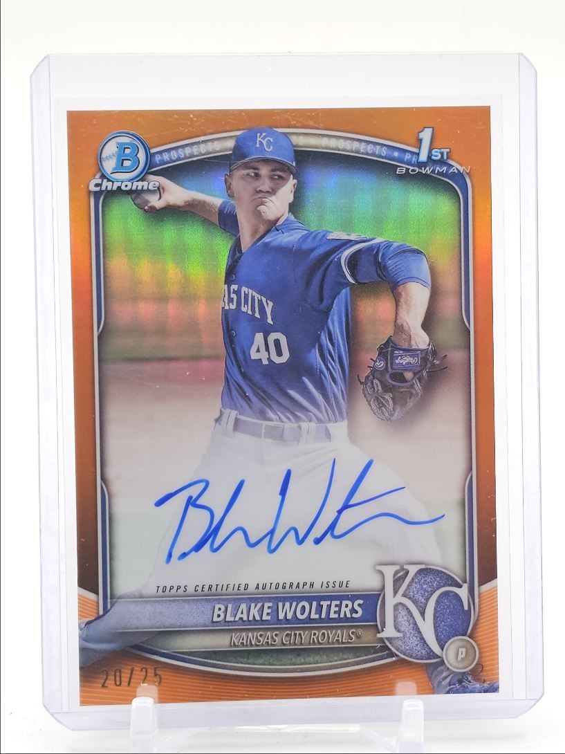 BLAKE WOLTERS 2025 BOWMAN CHROME 1ST TRUE ORANGE ROYALS AUTO /25 Q2754