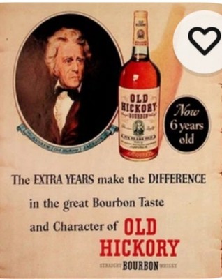 Old Hickory Bourbon Whiskey Distillery Advertising Sign Beige Red Black