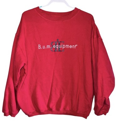 VTG BUM Equipment Crewneck Sweatshirt Size Large Red