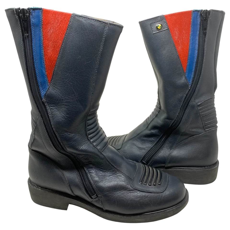 Botas de moto BMW Motorrad vintage años 80 cuero turismo talla 41 gris redondo Foto 2 de 4