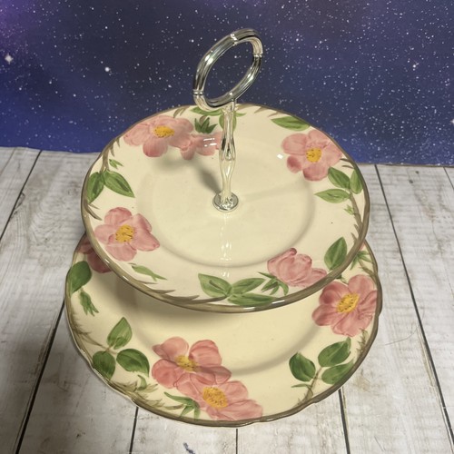 Franciscan Desert Rose 2 TIER HOSTESS Dessert TRAY Tidbit Server Cake Stand USA - Picture 5 of 11