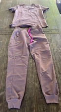 FIGS Scrub Set for Women Catarina Top Zamora Pants Color Smokey Taupe Size XS