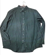 George Men  s XL Green Plaid Long Sleeve Button Up Shirt Casual Flannel Look