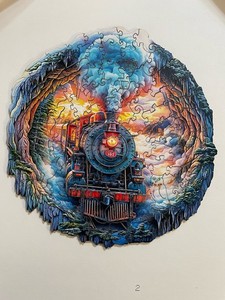 WoodBests Wooden Jigsaw Puzzle 3D Steam Train 95 Pieces