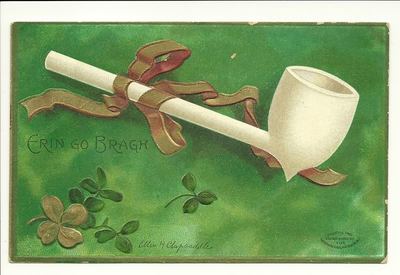 St Patrick's Day Clapsaddle Erin Go Bragh Pipe Embossed