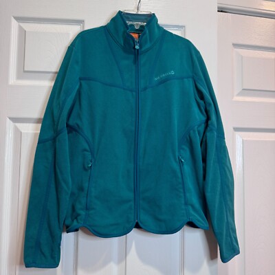 Merrell Windbreaker Jacket Womens Green LS Aeroblock Fleece Lined Full Zip Sz M