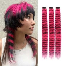 3pcs/setStripe Printed HairColorful HairPieces Synthetic Clip-in Hair Extensions