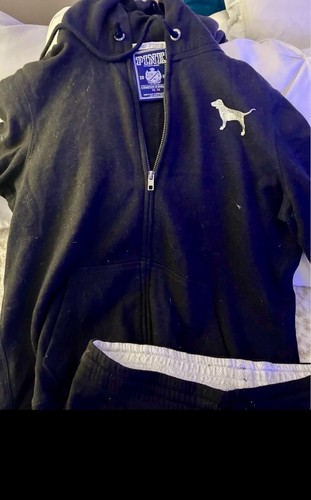 vintage 1986 black V.S. PINK Sweatpants, Hooded Jacket w/ multicolored Jewels - Picture 6 of 8