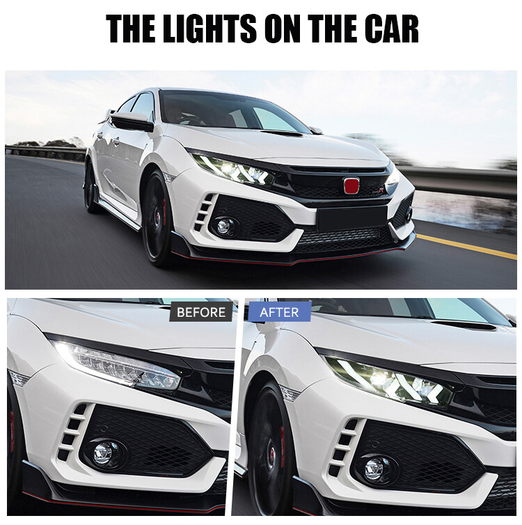 LED Headlights For Honda Civic 2016-2021 – DRL Red Demon Eye Sequential Turn Signals