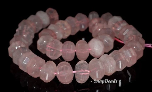 14X10 MM ROSENQUARZ EDELSTEIN FACETTIERTES RONDELL LOSE PERLEN 7,5 Zoll - Bild 1 von 1