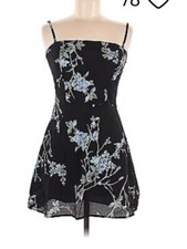 Reformation Félix Black Blue Floral Sleeveless Mini Dress Size 2 US $228