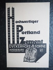 Dykerhoff & Söhne , Portland Zement , Möneburg ,  Alte Reklame , 1925 , (R)