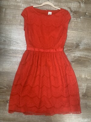Shabby Apple Lined Lace short sleeve Fit And Flare Dress Size 6 Ribbon bow  | eBay