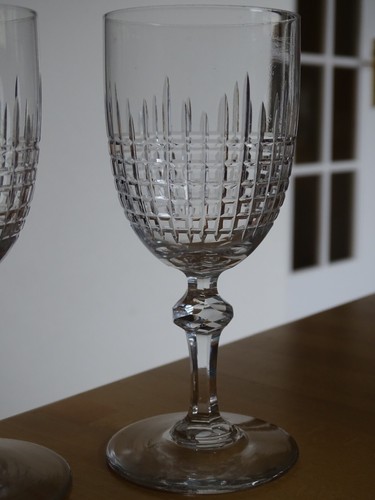 4 ANCIENS VERRES A VIN EN CRISTAL TAILLER DECOR STYLE NANCY ht 14 cm - Picture 10 of 13