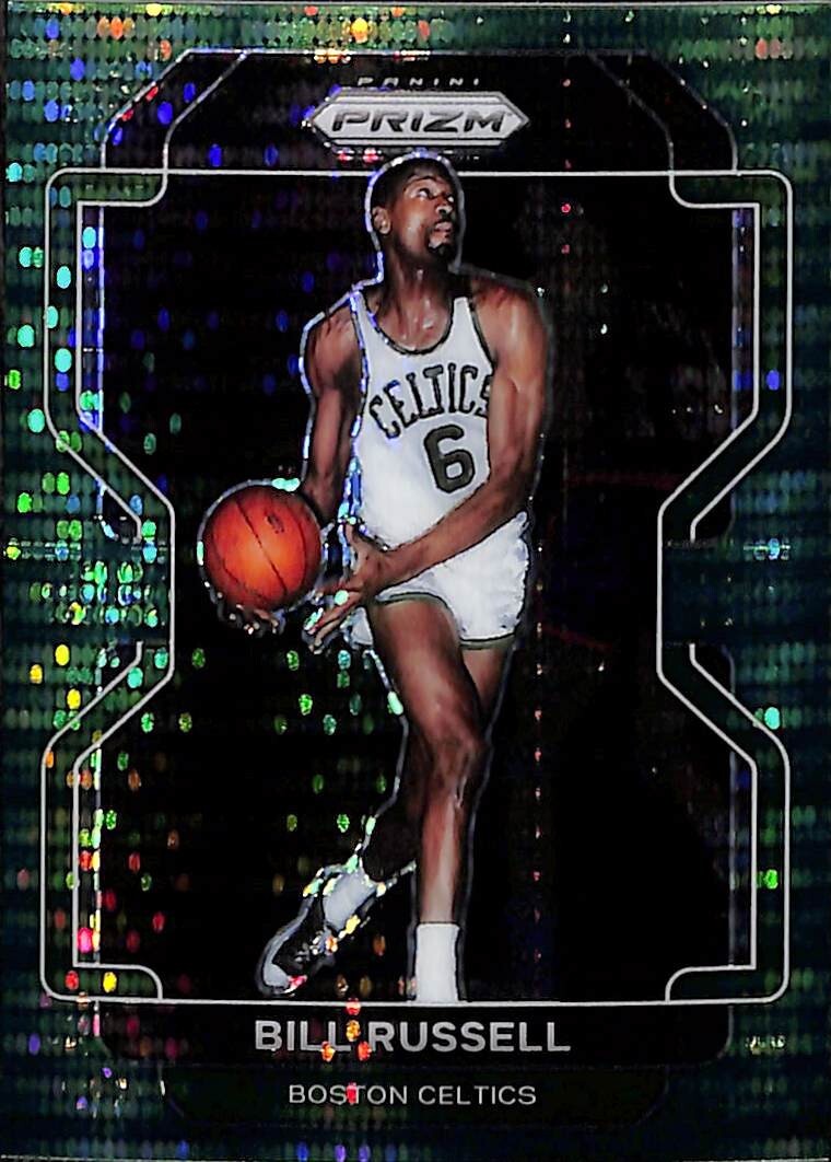 Bill Russell 2021-2022 Panini Prizm Green Pulsar 6/25 - 1/1 Jersey # Boston #254