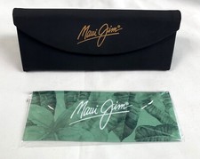 New Maui Jim Tri fold Black Sunglass Eyeglass Case  Cleaning Cloth