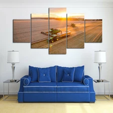Multi Panel Midwest Harvest Canvas 5 Piece Picture Wall Art Farm Life Sunrise