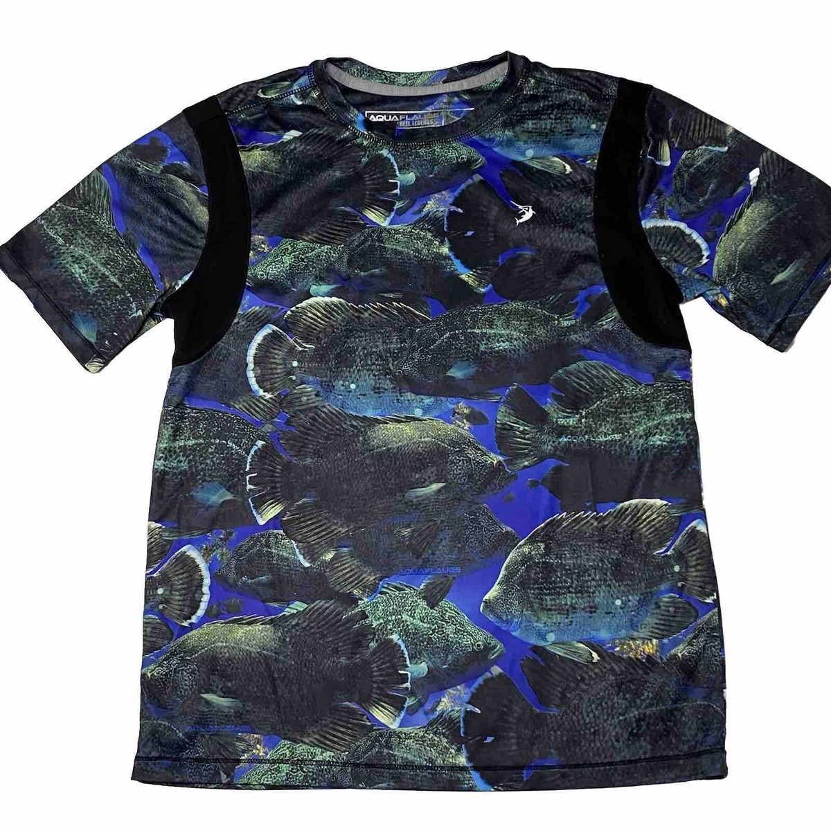 buy reel legends pocket fishing tees Reel Legends Triple Tail Salt Water Fishing Performance T-Shirt Aquaflauge  Large