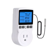 Digital Thermostat Outlet Plug Temperature Controller Heating Cooling w/ ProbzNq