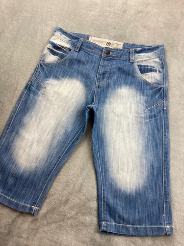 Rivington Herren Jeansshorts 32R blau Acid Wash Knopfleiste Taille 32 Bein 17 Zoll - Bild 2 von 13