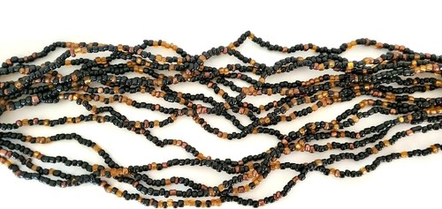 15-Strand Black & Copper Seed Glass Bead Necklace Choker 18" ~ NICE! - Picture 4 of 4