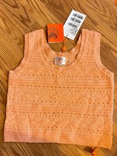 NWT 100 Cashmere orange knitted Crop vest tank size XS/S