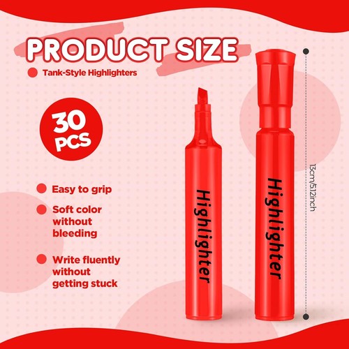Tank Style Highlighters 30 Pack Chisel Tip Highlighters Markers Quick Drying ... - Picture 4 of 7