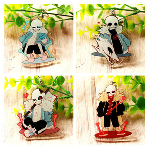 Anime Undertale Sans Papyrus Killer Horror Dust Fell Keychain Cosplay  Acrylic Key Chain Pendant Keyring Props