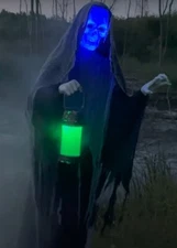 69" ANIMATED RISING GHOST REAPER WITH LANTERN HALLOWEEN PROP