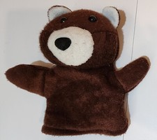 Vintage 1960's Teddy Bear Hand Puppet Toy Stuffed Head Beady Eyes Nice