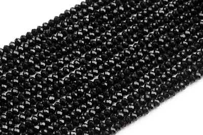 3x2MM Black Jade Beads Grade AAA Faceted Rondelle Loose Beads 13.5''