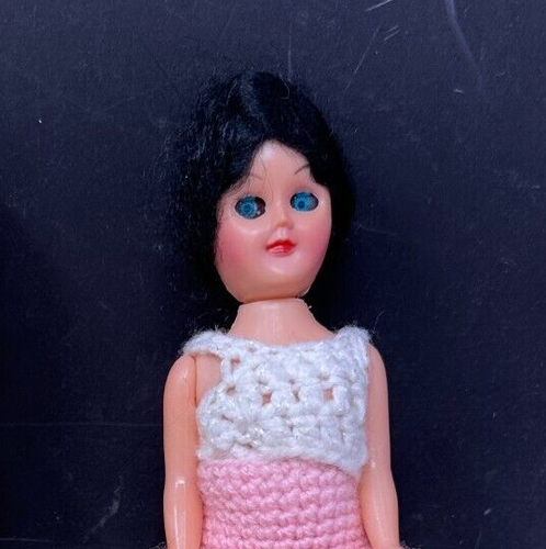 Dolls Crochet Dresses 7” Celluloid - Eyes Close 1950s - Lot of 2 - Vintage - Bild 6 von 10