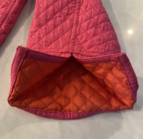 The Quacker Factory Women’s Loud Pink Silk Quilted Rhinestone Puffer Jacket Med. - Picture 13 of 14