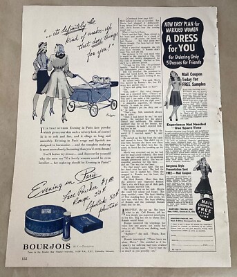 Bourjois Evening in Paris ad 1946 orignl vintage decor 1940s print illustration
